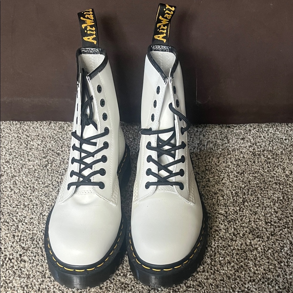 Dr. Martens White Smooth Leather Platform Boot